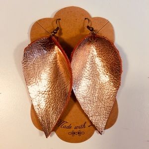 Rose Metallic Leather Leaves